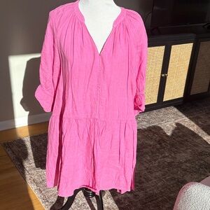 Velvet | Pink Long-Sleeve linen Dress, Sz M